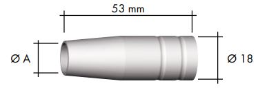 Gaskåpa MB 13/14/15 Cylindrisk NW=16mm L=53mm