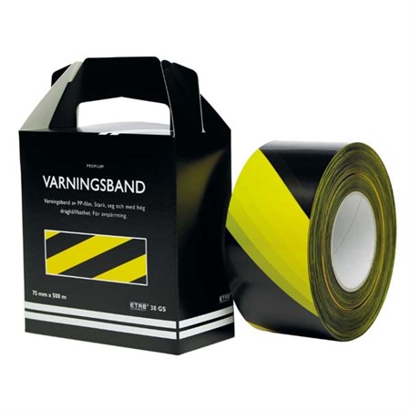 AVSPÄRRNINGSBAND GUL/SVART 500M