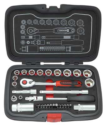 "T-1934 Hylsnyckelset 3/8"" 34dl 10-22mm m/EVA inlägg Tecos"