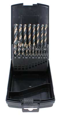 HSS Turbo-G set 1-10mm 19 dele Tecos DIN 338 i plastbox