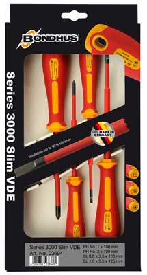 VDE Slim skruvmejselset 3.5, 5.5, Ph1+2 Bondhus 4 dl